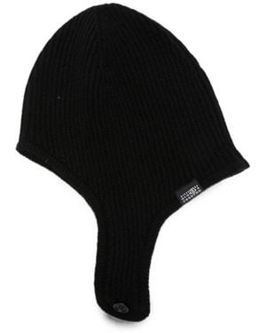 MM6 by Maison Margiela Ribbed-Knit Ear-Flap Hat - Black