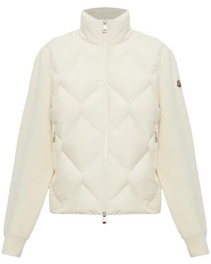 Moncler Cardigan With Quilted Front - White