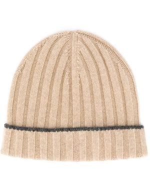 Brunello Cucinelli Ribbed Knit Beanie - Natural