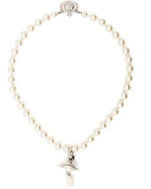 Vivienne Westwood Faux-Pearl Drop Choker - Metallic