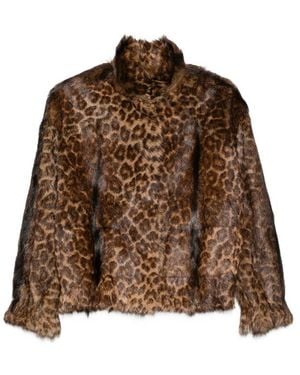 SANTORO Leopard-Print Long-Sleeve Jacket - Brown