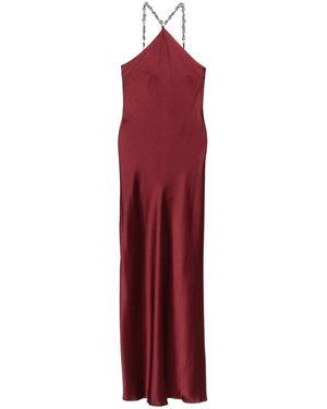 STAUD Cadence Beaded-Halterneck Maxi Dress - Red