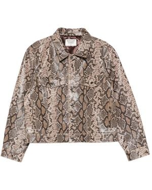 MIDNIGHT RODEO "1968" Buttoned Snakeskin-Print Jacket - Brown
