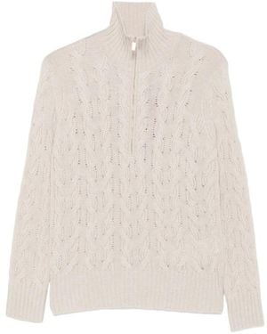Max Mara Cable-Knit Quarter-Zip Jumper - Natural