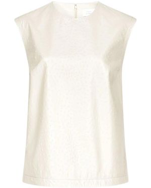 Loulou de Saison Fiza Ostrich-Effect Zip Top - White