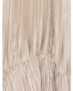 L'idée Pleated Ruffled Dress - Natural