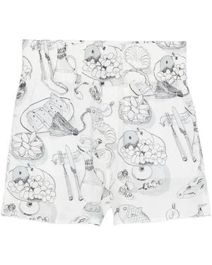 Jacquemus Graphic-Print High-Waisted Shorts - White