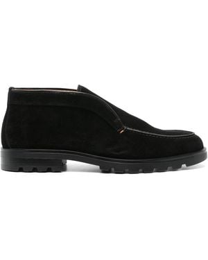 Santoni Slip-On Suede Boots - Black