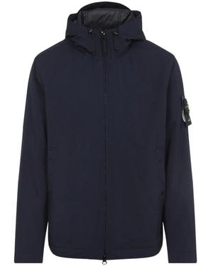 Stone Island Hooded Zip-Front Jacket - Blue