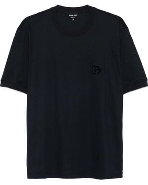 Giorgio Armani Embroidered-Logo T-Shirt - Black