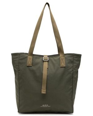 A.P.C. A. P.C. Logo-Detail Buckle-Strap Shoulder Bag - Green