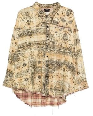R13 Shredded Seam Bandana Shirt - Natural