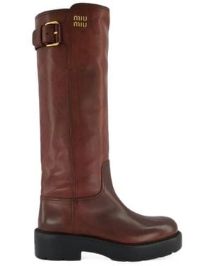 Miu Miu Leather Boots - Brown