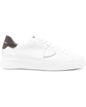 Philippe Model Temple Logo-Patch Leather Trainers - White