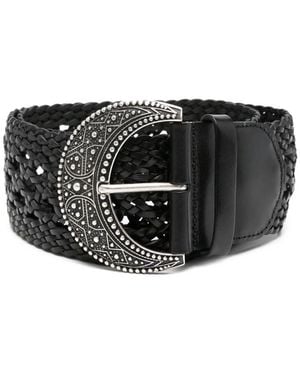 Ba&sh Woven Embellished Buckle Belt - Black