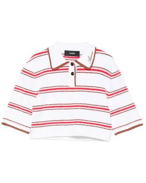 Amiri Striped Logo-Embroidered Polo Top - White