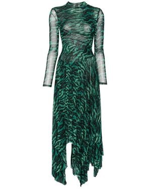 Diane von Furstenberg Tiger-Print Asymmetric Dress - Green