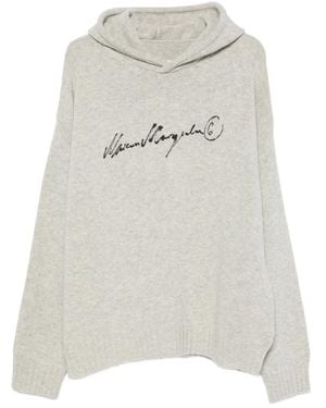 MM6 by Maison Margiela Long-Sleeve Knitted Hoodie - White