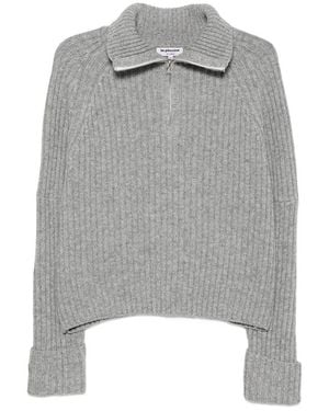 LA PISCINE Ribbed-Knit Zip-Neck Jumper - Grey