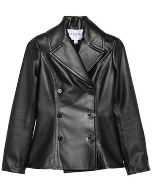 Alaïa Double-Breasted Leather Jacket - Black