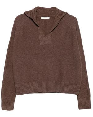 JC Sophie Pilar Sailor-Collar Raglan-Sleeve Jumper - Brown