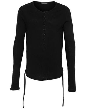 Ann Demeulemeester Ribbed-Knit Henley Jumper - Black