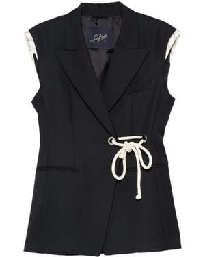 The Seafarer Vivi Rope-Tie Waistcoat - Black