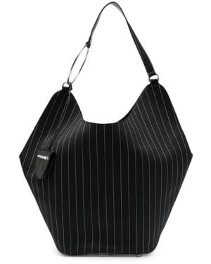 Dondup Pinstripe-Pattern Ring-Handle Tote Bag - Black