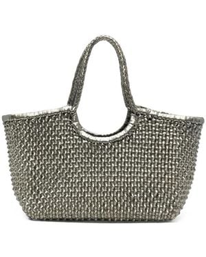 Dragon Diffusion Nantucket Cactus Woven Leather Tote Bag - Gray
