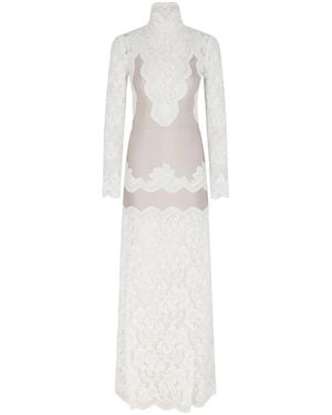 Rabanne Lace-Panelled Long-Sleeve Maxi Dress - White