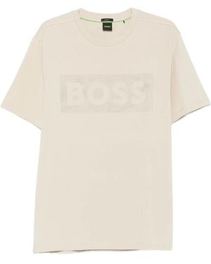 BOSS Logo-Print Short-Sleeve T-Shirt - Natural