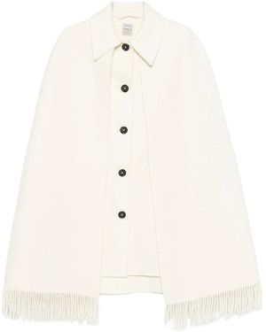 TOTEME Fringed-Hem Coat - White