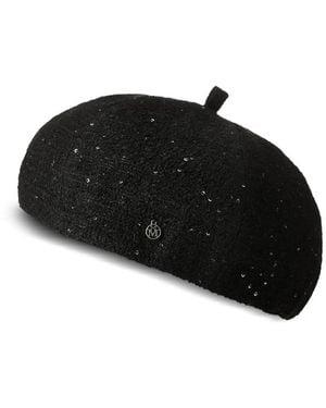 Maison Michel Sequin-Embellished Hat - Black