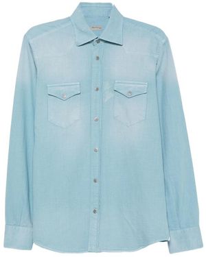 Sartorio Napoli Faded-Effect Western-Yoke Shirt - Blue