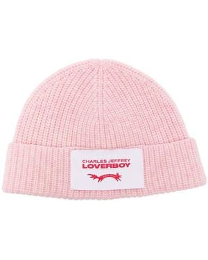 Charles Jeffrey Logo-Patch Beanie Hat - Pink