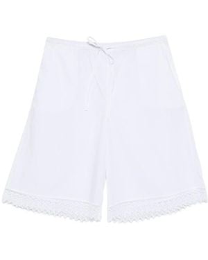 THE NINA STUDIO Lace-Detail Drawstring Shorts - White
