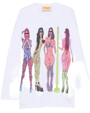 PDF Graphic-Print Long-Sleeve T-Shirt - White