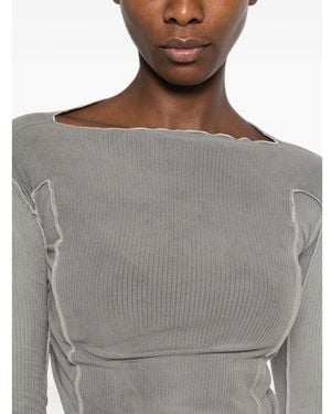 Baserange Omato Ribbed-Knit Boat-Neck Top - Gray