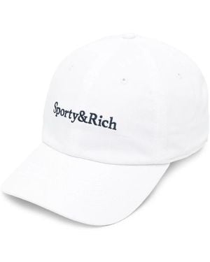 Sporty & Rich Embroidered-Logo Baseball Cap - White