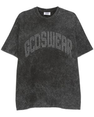 Gcds Logo-Studded Washed T-Shirt - Black