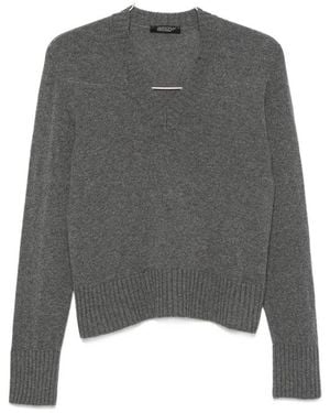 Aragona V-Neck Ribbed-Trim Sweater - Gray