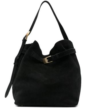 Elleme Buckle-Detail Suede Tote Bag - Black
