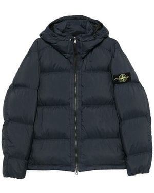 Stone Island Logo-Patch Padded Jacket - Blue