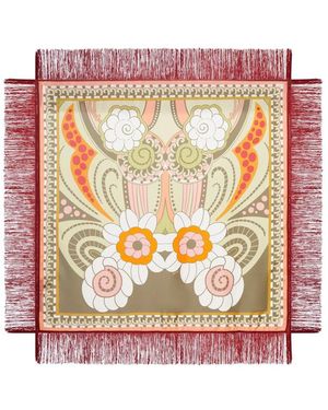 La DoubleJ Foulard Ornamental-Print Fringed Scarf - Pink