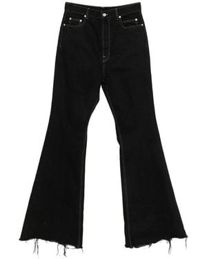 Rick Owens Bloan Contrast-Stitch Raw-Hem Bootcut Jeans - Black