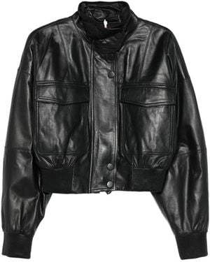 Stella Maxwell X Marella Leather Bomber Jacket - Black