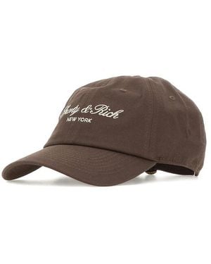 Sporty & Rich Vendome Script Baseball Cap - Brown