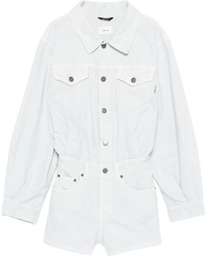 Haikure Button-Fastening Playsuit - White