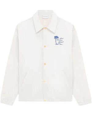 Drole de Monsieur Buttoned Graphic Shirt Jacket - White
