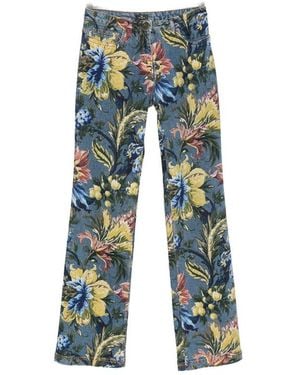Etro Floral-Print Jeans - Blue